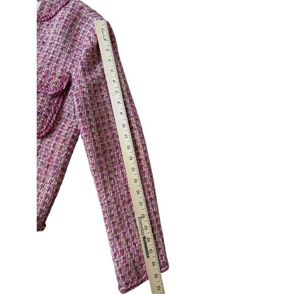 By Anthropologie Slim Tweed Jacket Pink size S Blazer - Picture 8 of 15